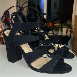Vince Camuto Chic Black Strappy Block 4’  Heels Size 8